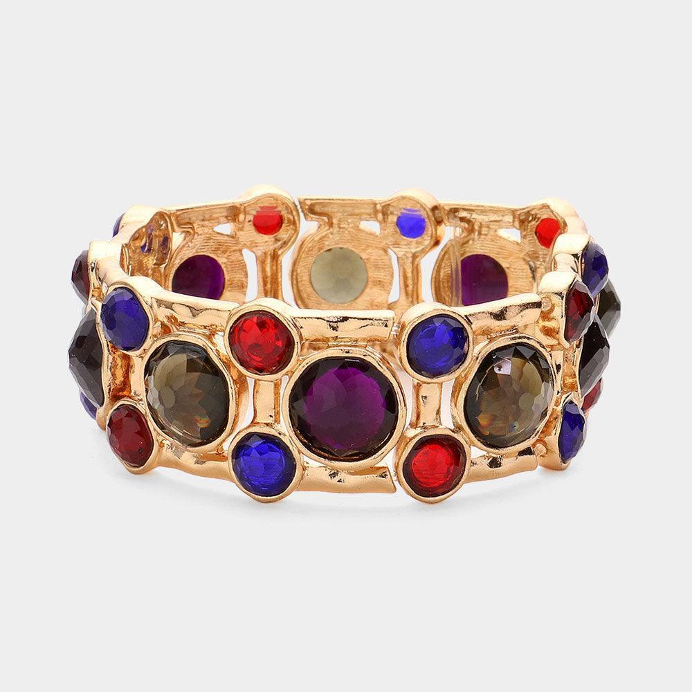 Blue Round Glass Stone Pointed Stretch Bracelet - Jewelry Store by Erik Rayo