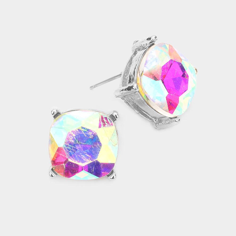 Square Stone Stud Earrings