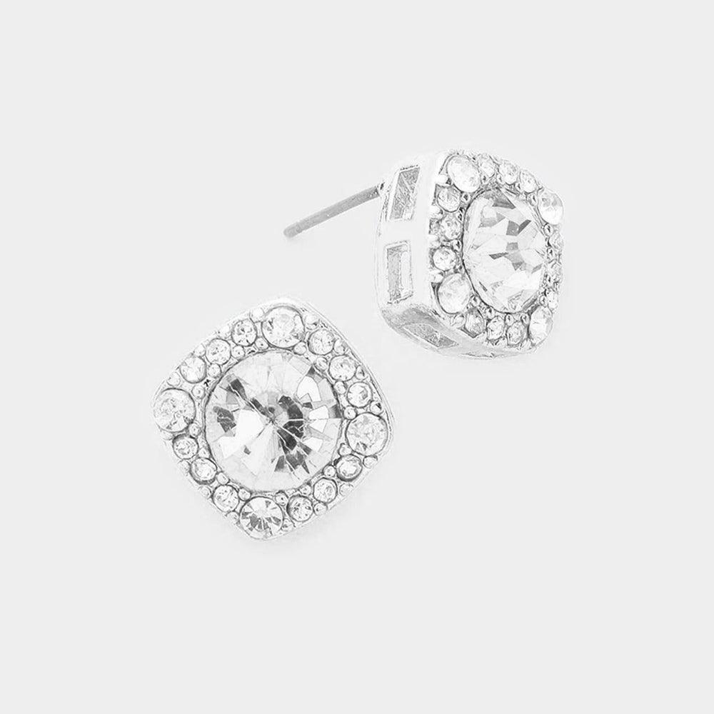 Round Stone Accented Stud Evening Earrings - Jewelry Store by Erik Rayo