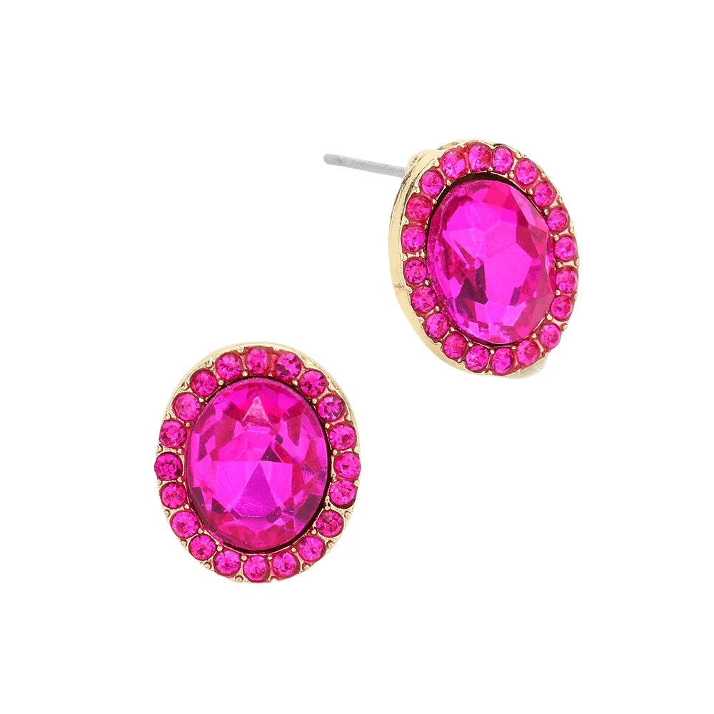 Red Oval Stone Stud Evening Earrings - Jewelry Store by Erik Rayo