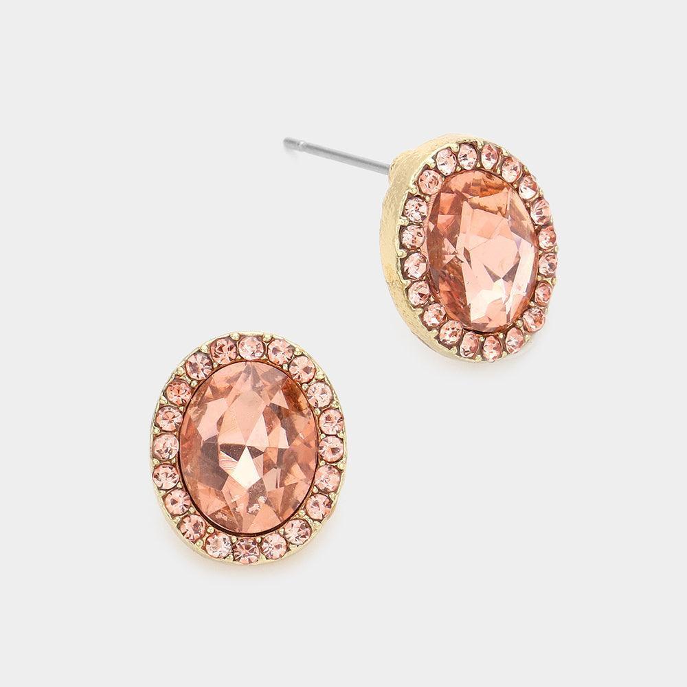 Oval Stone Stud Evening Earrings - Jewelry Store by Erik Rayo