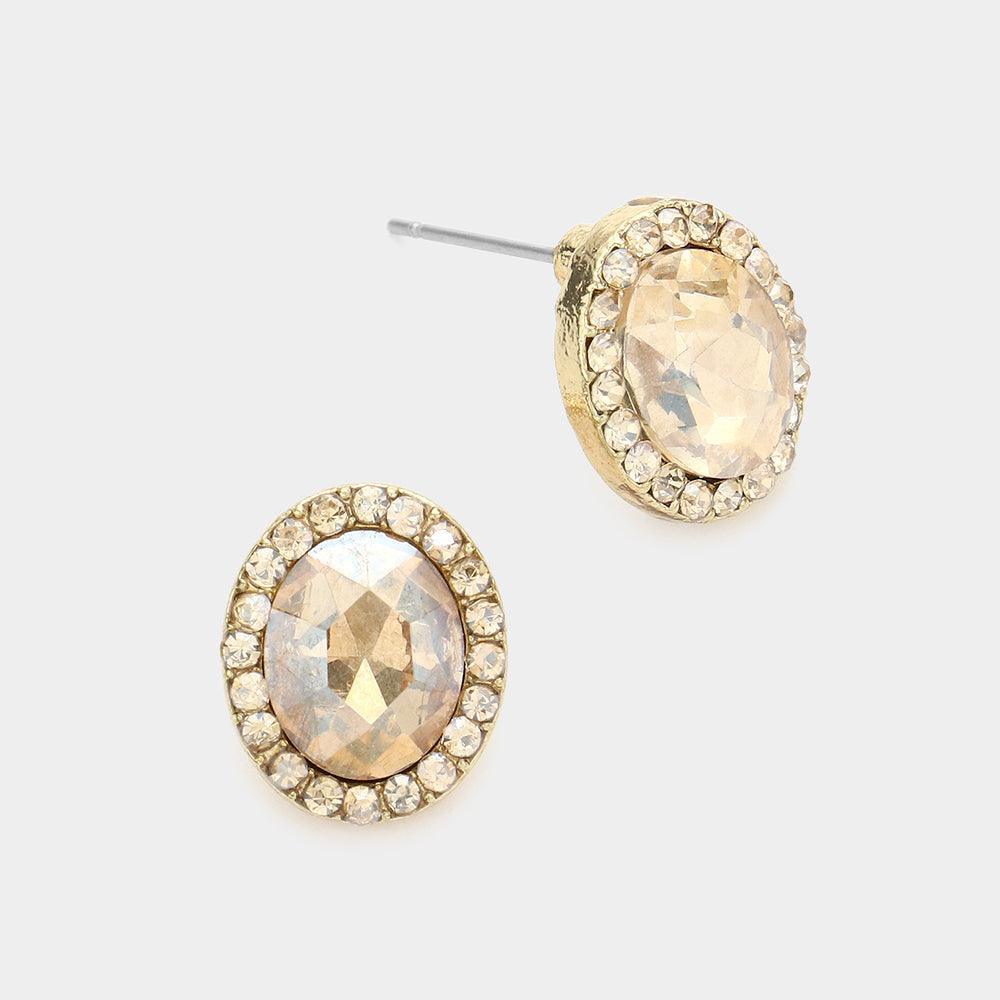 Oval Stone Stud Evening Earrings - Jewelry Store by Erik Rayo