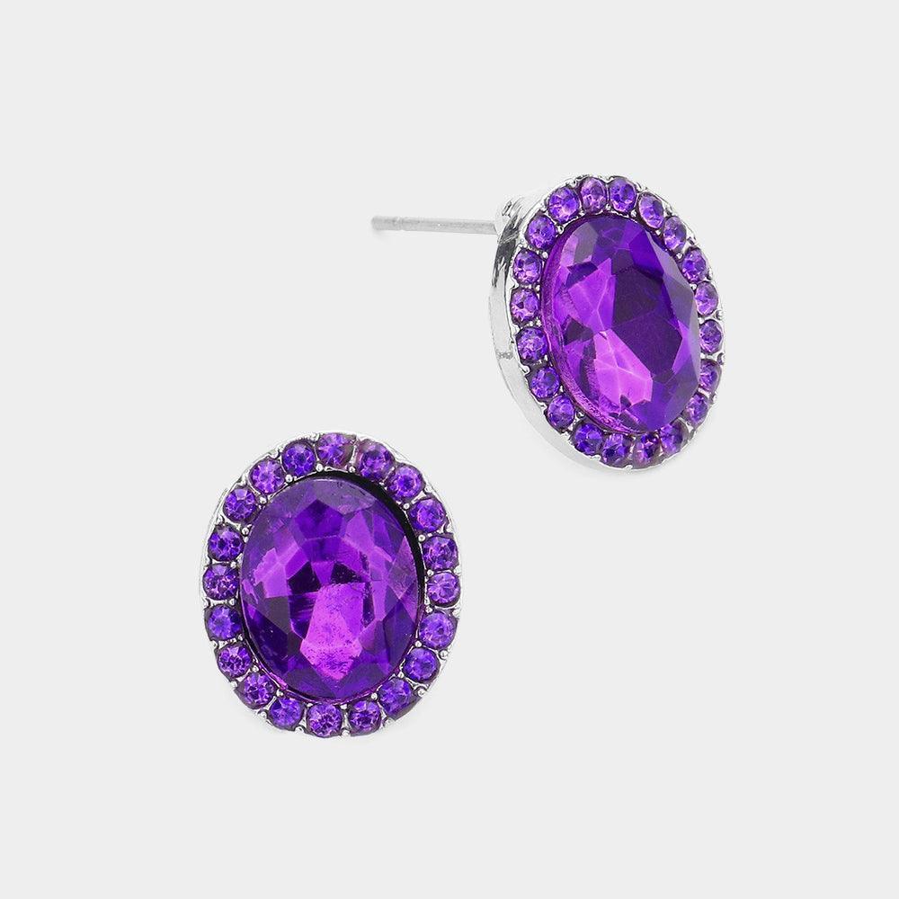 Oval Stone Stud Evening Earrings - Jewelry Store by Erik Rayo