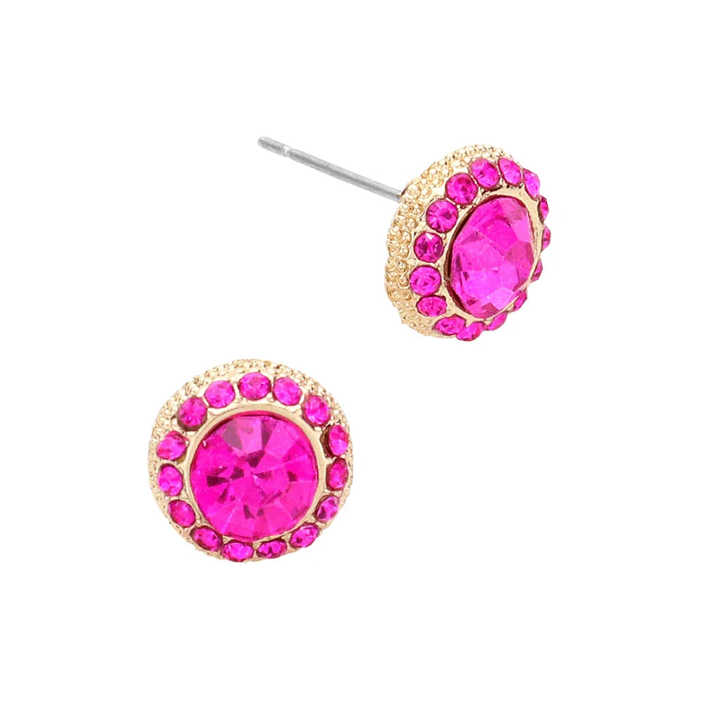 Red Round Stone Stud Evening Earrings - Jewelry Store by Erik Rayo