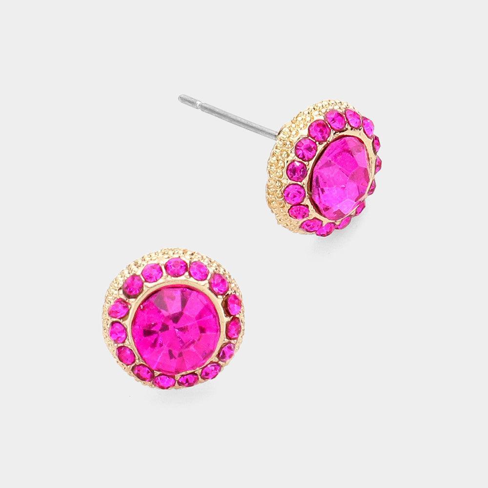 Red Round Stone Stud Evening Earrings - Jewelry Store by Erik Rayo