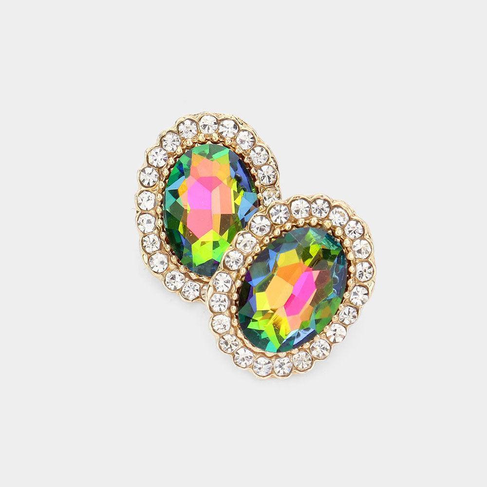 Oval Stone Stud Evening Earrings - Jewelry Store by Erik Rayo
