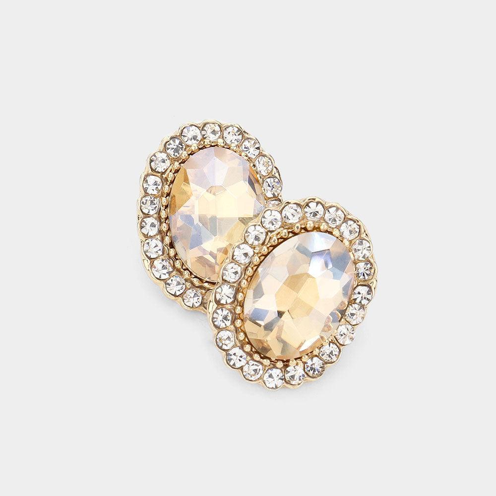 Oval Stone Stud Evening Earrings - Jewelry Store by Erik Rayo