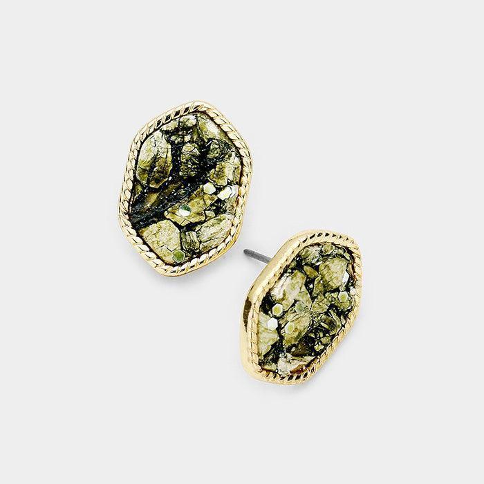 Green Hexagonal Stud Earrings - Jewelry Store by Erik Rayo