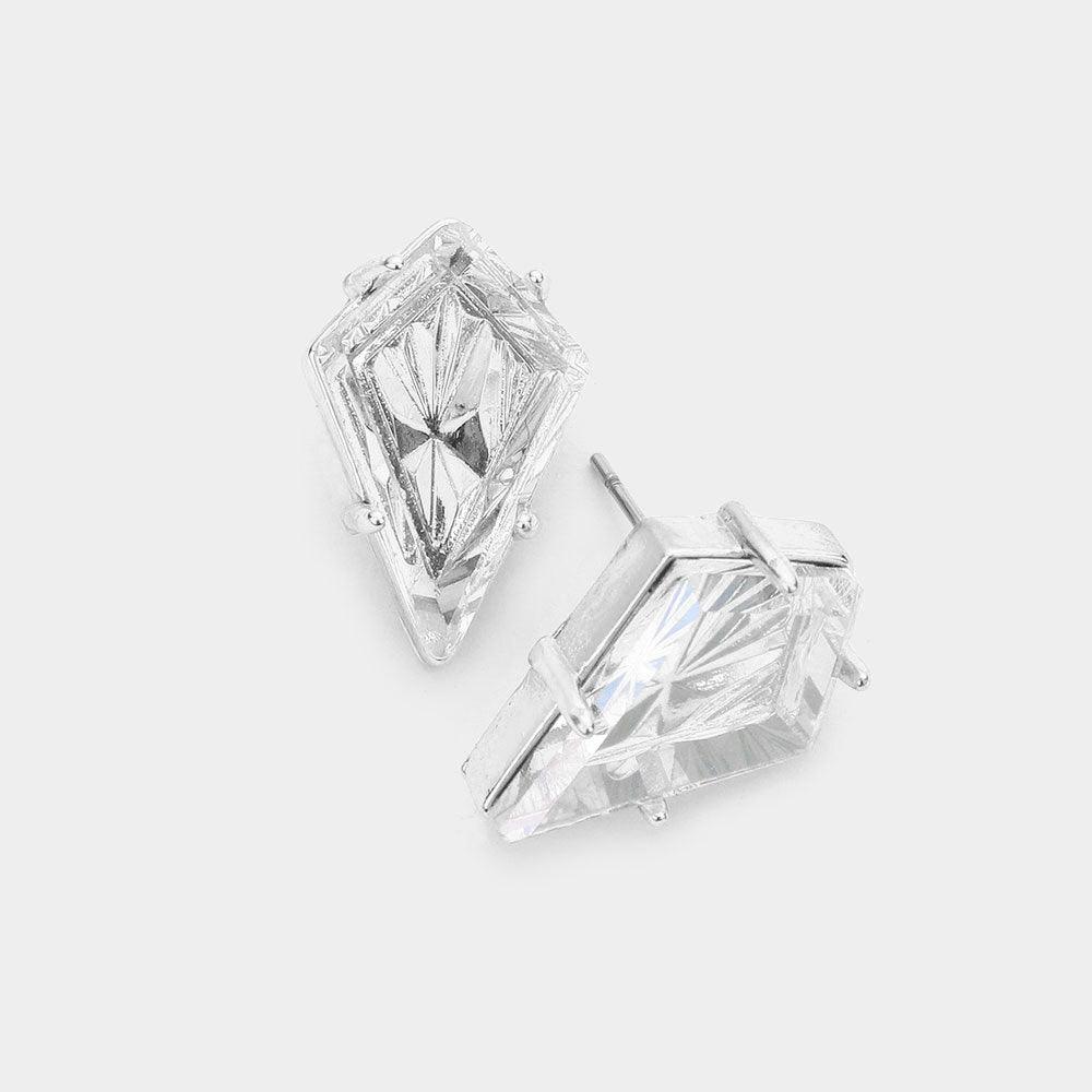 Silver Sharp Pyramid Stud Earrings