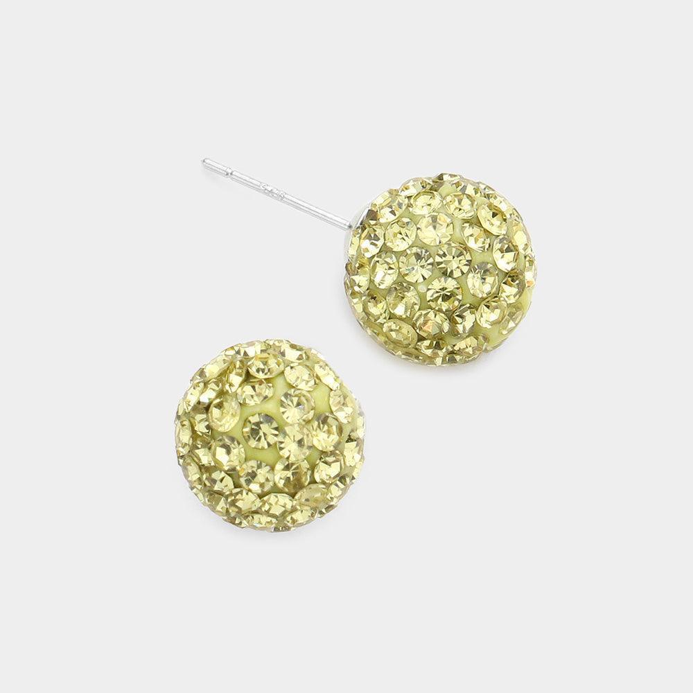 Yellow Shamballa Ball Stud Earrings - Jewelry Store by Erik Rayo