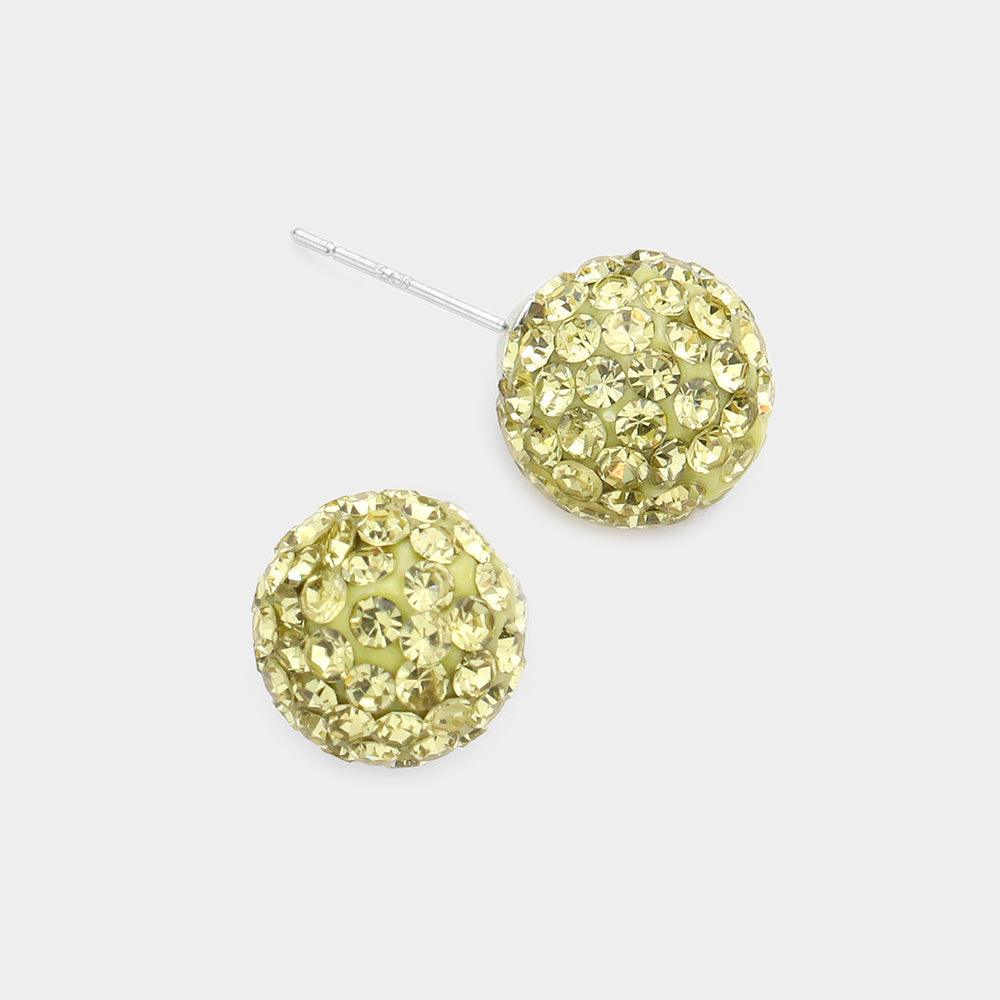 Yellow Shamballa Ball Stud Earrings