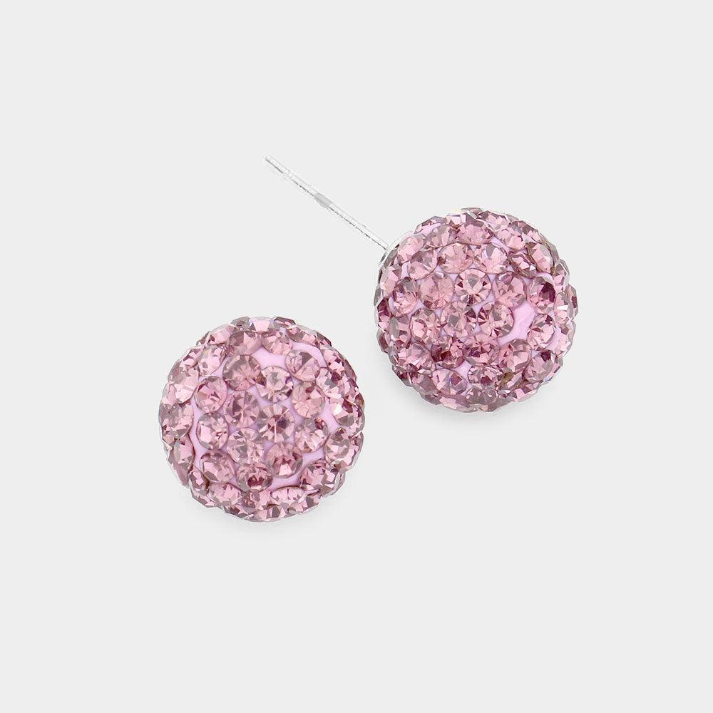 Pink Shamballa Ball Stud Earrings - Jewelry Store by Erik Rayo