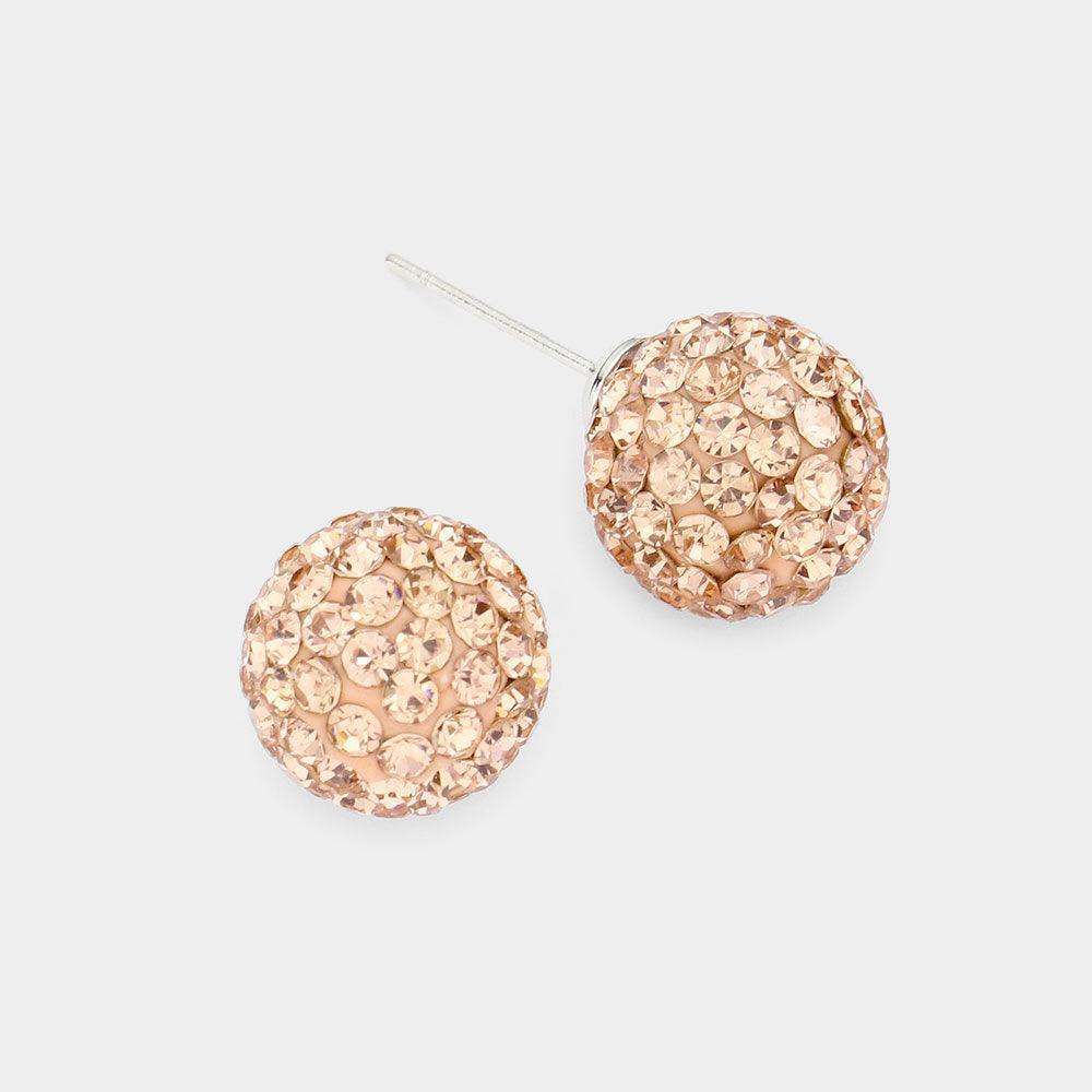 Peach Shamballa Ball Stud Earrings - Jewelry Store by Erik Rayo