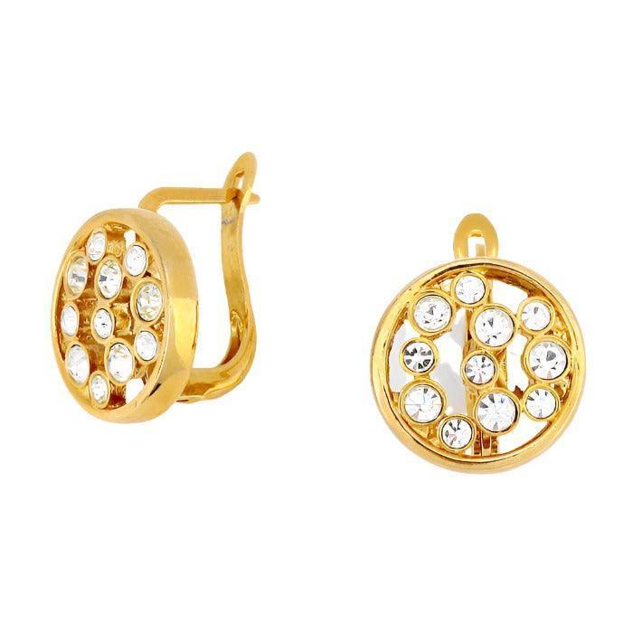 Gold Crystal Accented Circle Outline Metal Earrings - Jewelry Store by Erik Rayo