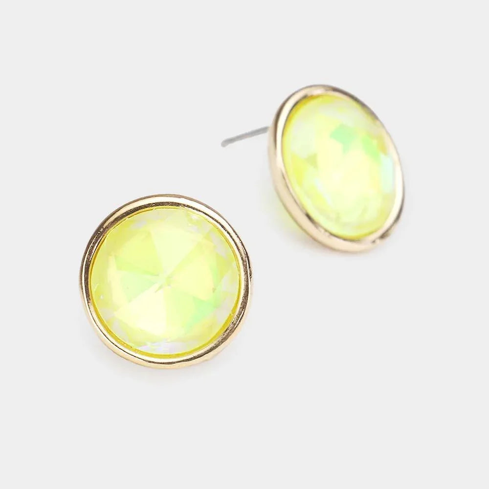 Yellow Round Stone Stud Earrings - Jewelry Store by Erik Rayo