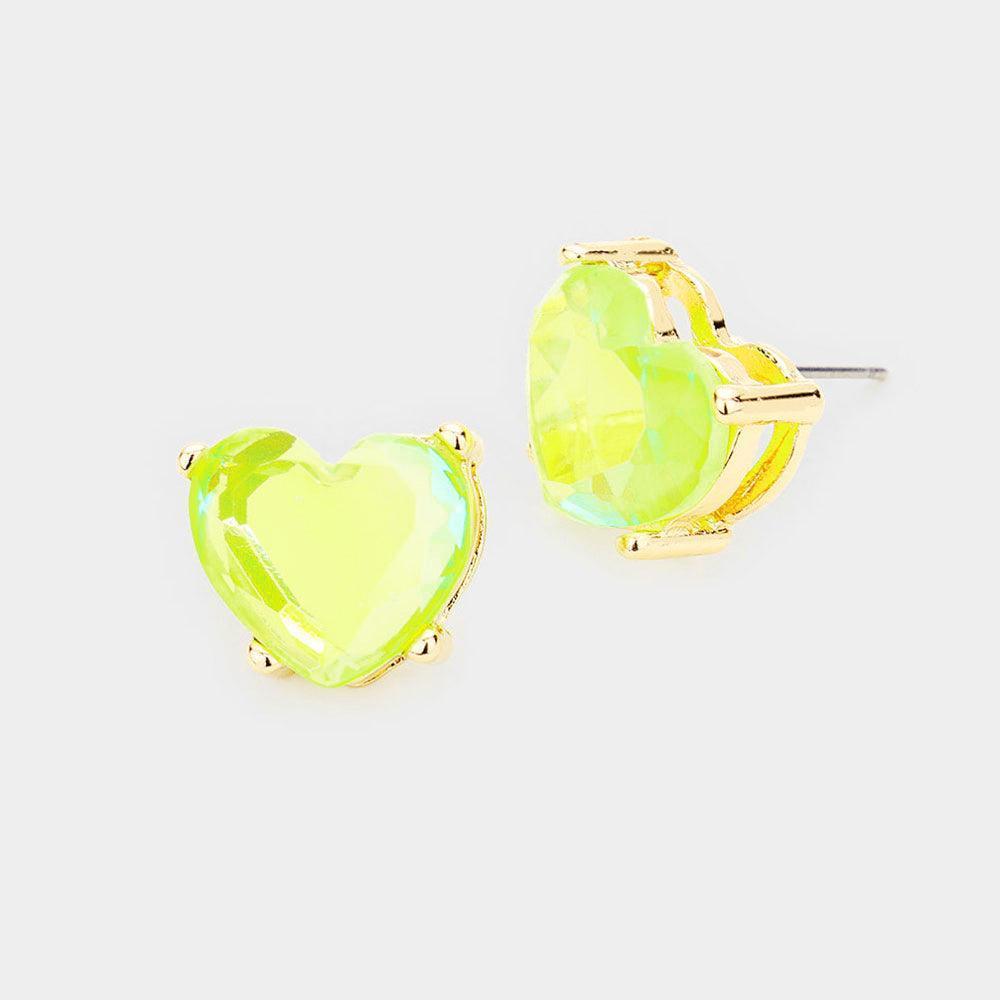 Yellow Heart Stone Stud Earrings - Jewelry Store by Erik Rayo