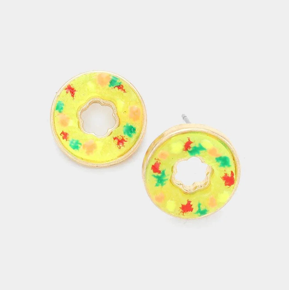 Yellow Druzy Donut Stud Earrings - Jewelry Store by Erik Rayo