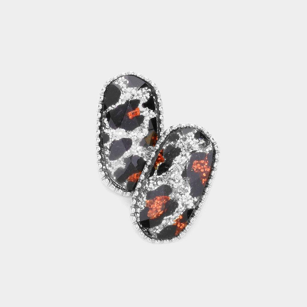 Leopard Patterned Hexagon Stud Earrings - Jewelry Store by Erik Rayo