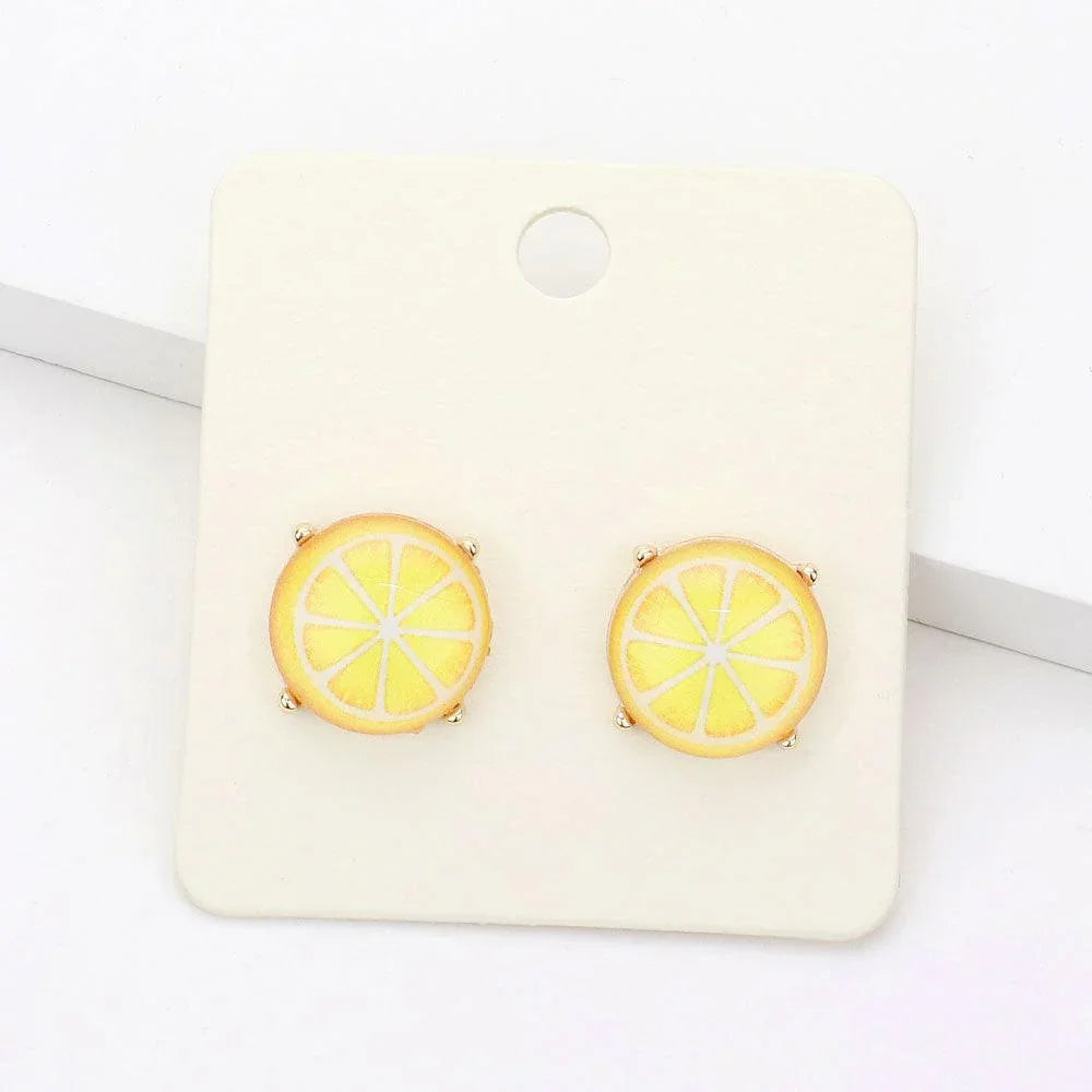 Yellow Lemon Stud Earrings - Jewelry Store by Erik Rayo