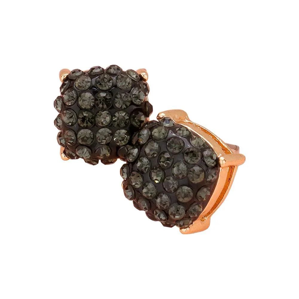 Black Stone Embellished Square Stud Earrings - Jewelry Store by Erik Rayo