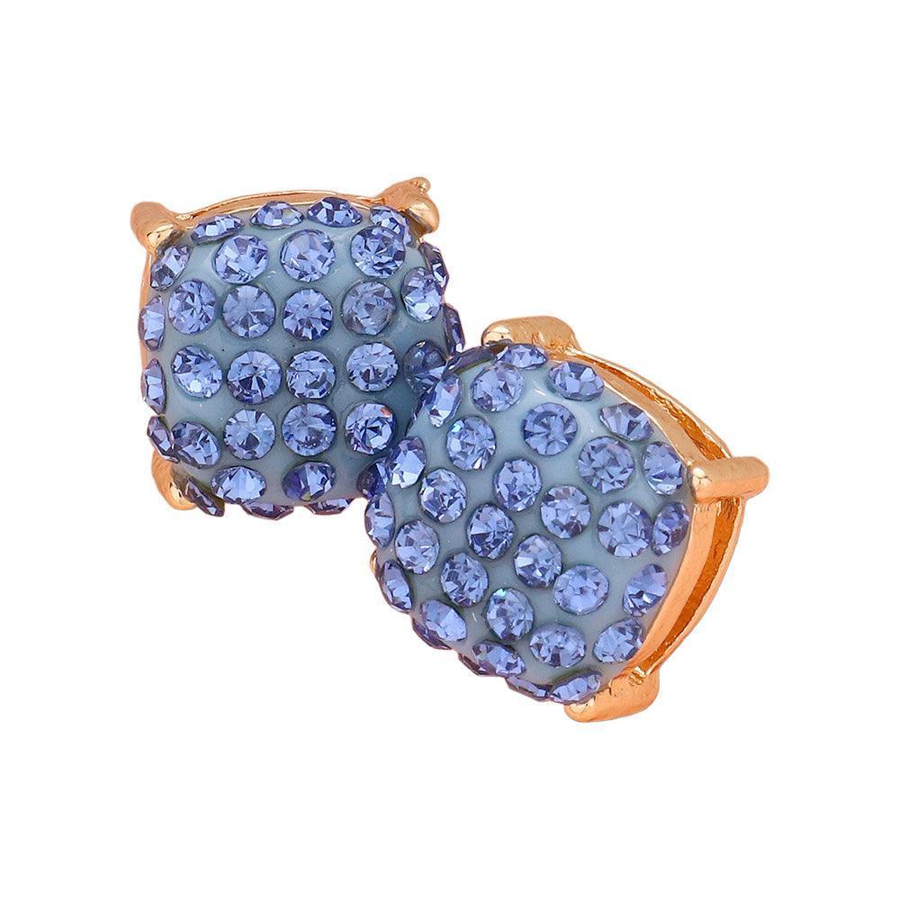 Stone Embellished Square Stud Earrings - Jewelry Store by Erik Rayo