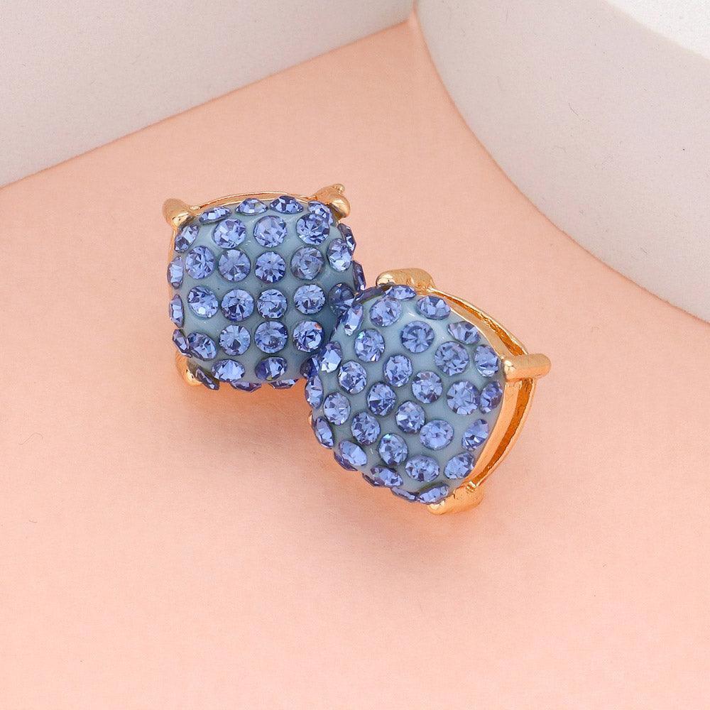 Stone Embellished Square Stud Earrings - Jewelry Store by Erik Rayo