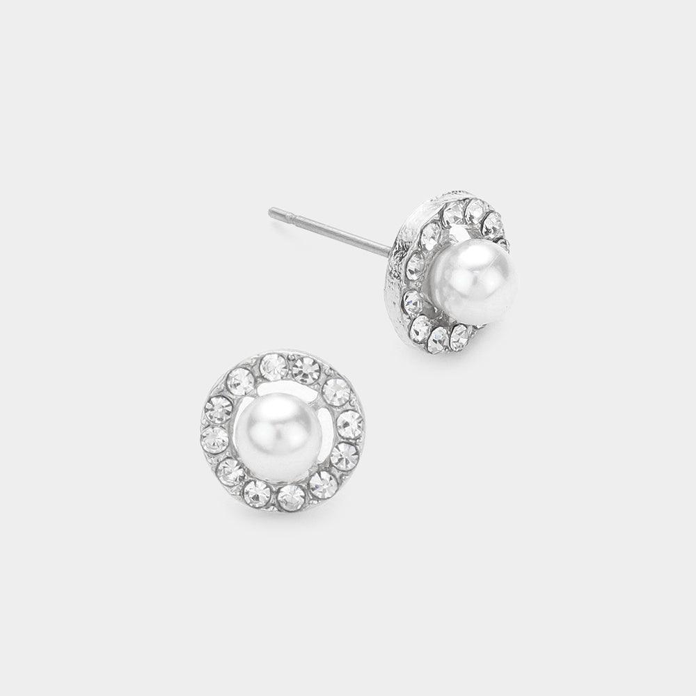 White Pearl Stud Earrings - Jewelry Store by Erik Rayo
