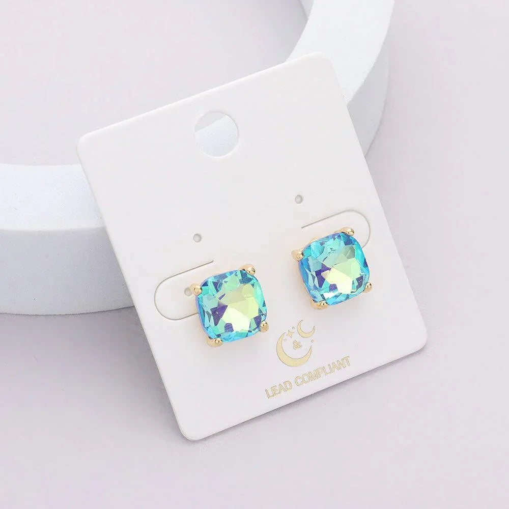 Cushion Square Stone Stud Evening Earrings - Jewelry Store by Erik Rayo
