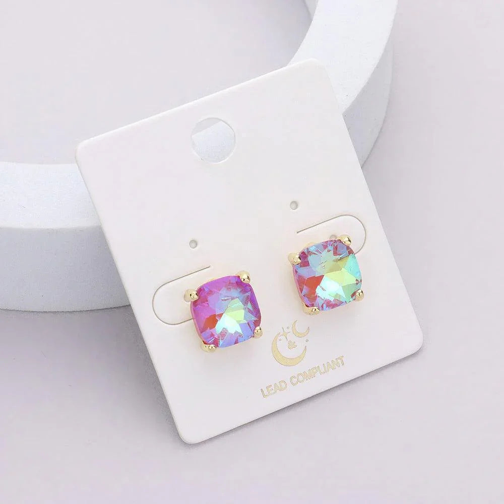 Cushion Square Stone Stud Evening Earrings - Jewelry Store by Erik Rayo