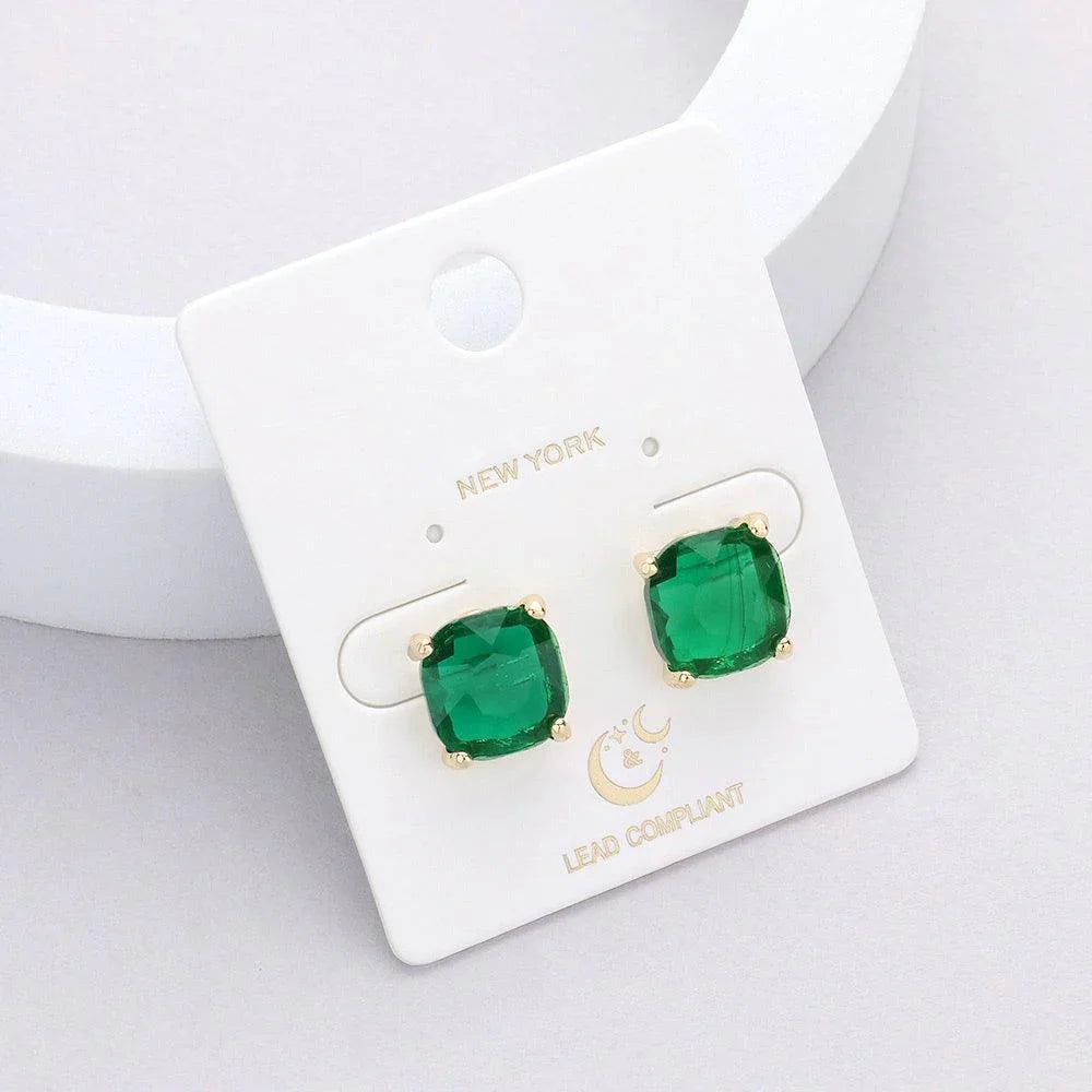 Cushion Square Stone Stud Evening Earrings - Jewelry Store by Erik Rayo