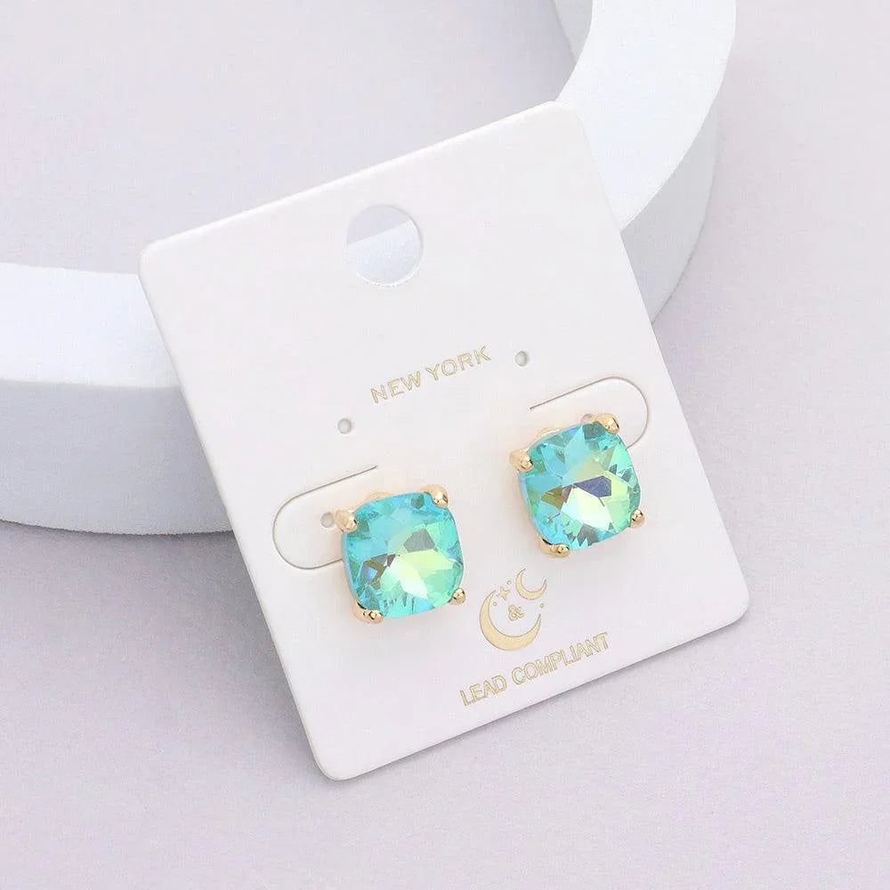 Cushion Square Stone Stud Evening Earrings - Jewelry Store by Erik Rayo