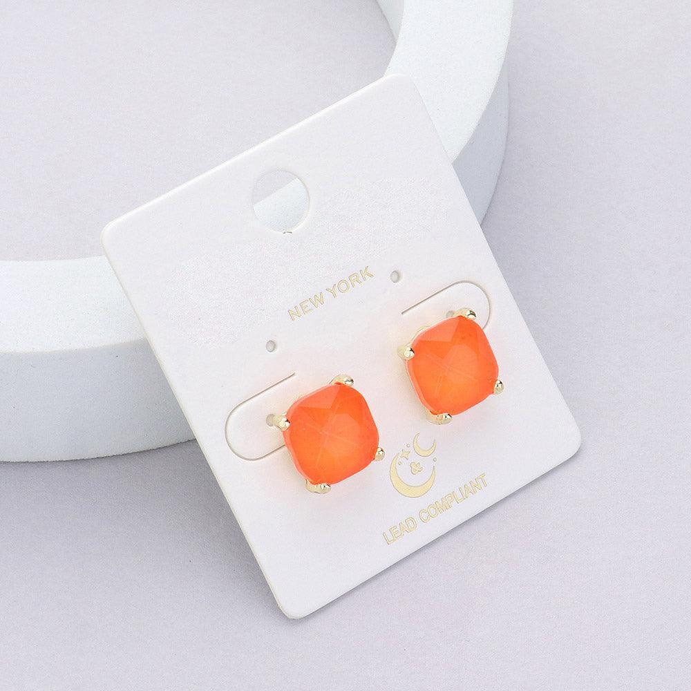 Cushion Square Stone Stud Evening Earrings - Jewelry Store by Erik Rayo