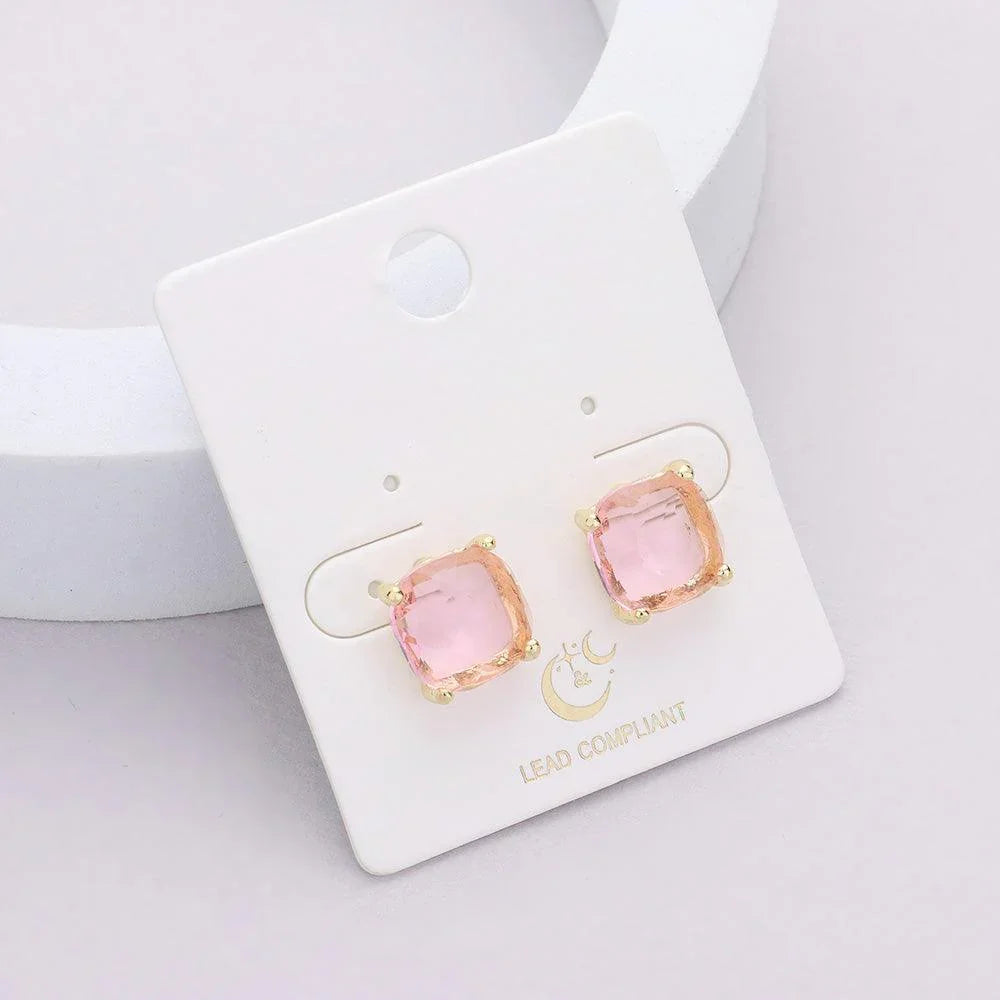 Cushion Square Stone Stud Evening Earrings - Jewelry Store by Erik Rayo