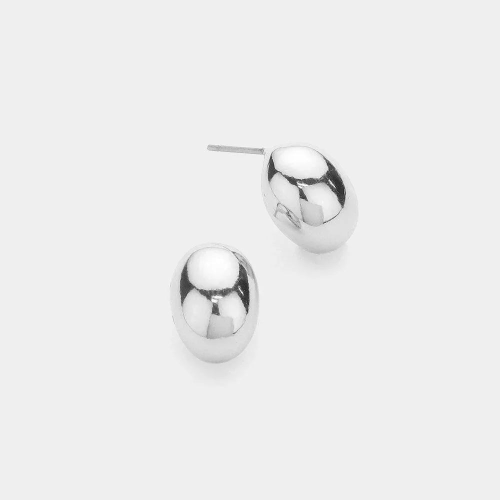 Metal Bean Stud Earrings - Jewelry Store by Erik Rayo