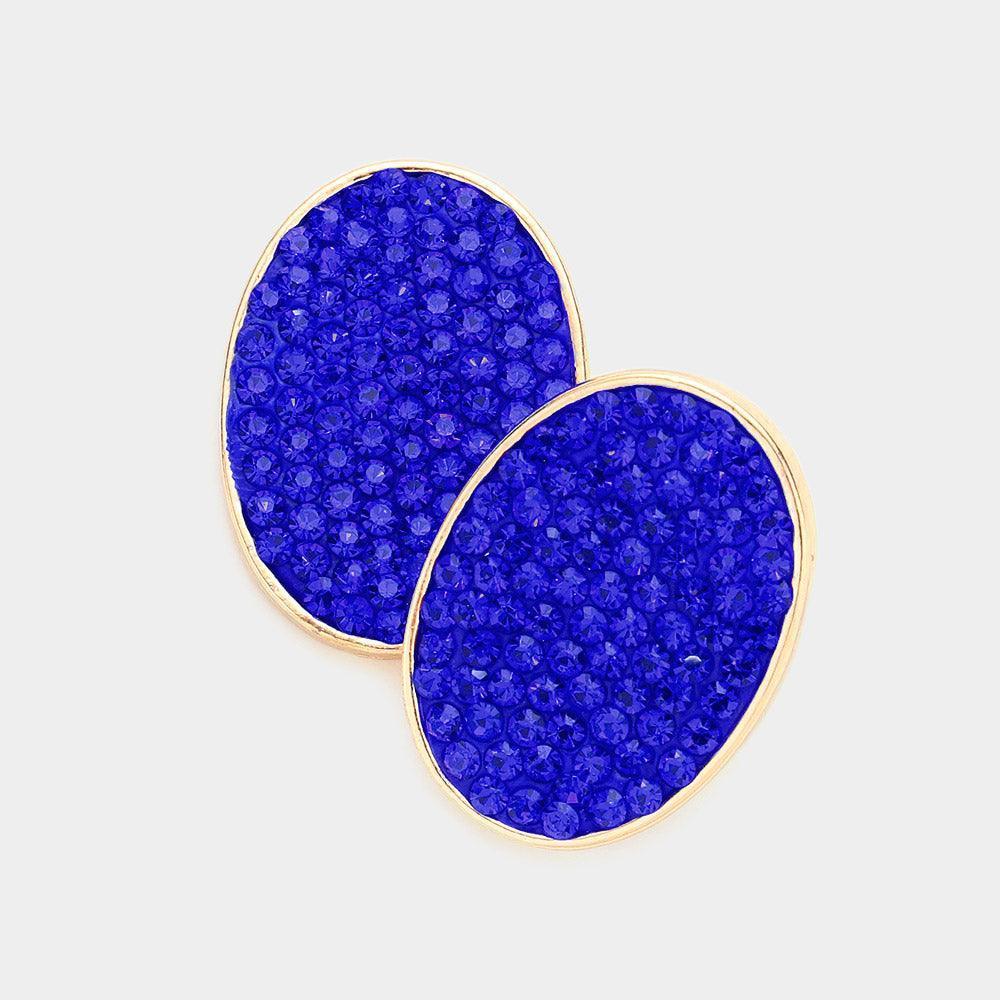Rhinestone Embellished Oval Stud Earrings - Jewelry Store by Erik Rayo