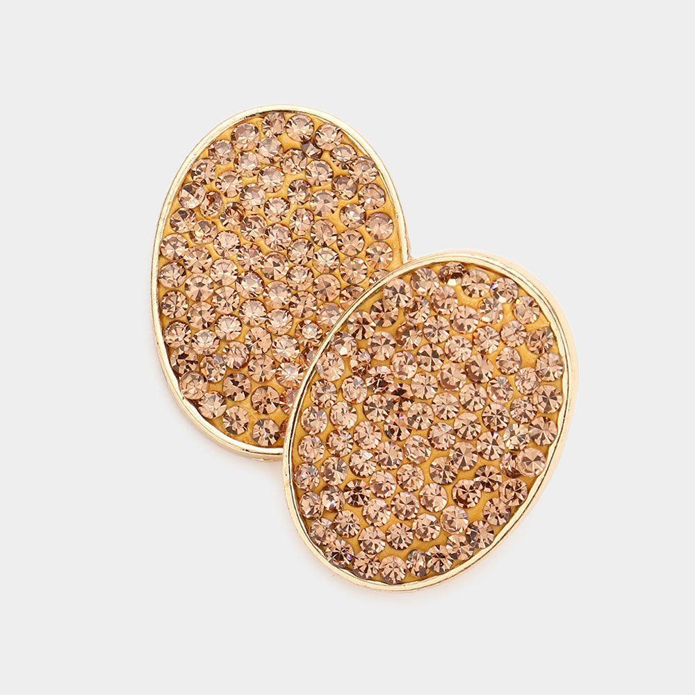 Rhinestone Embellished Oval Stud Earrings - Jewelry Store by Erik Rayo