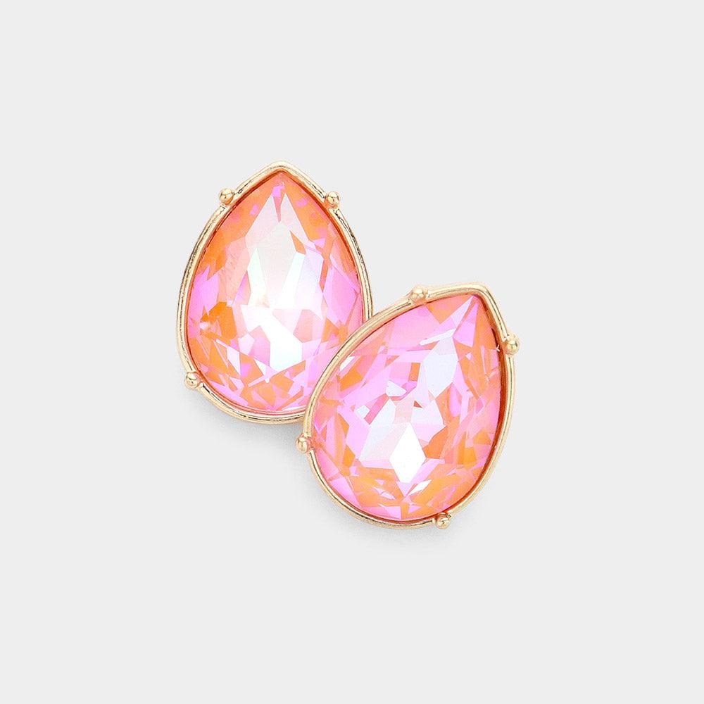 Teardrop Stone Stud Earrings