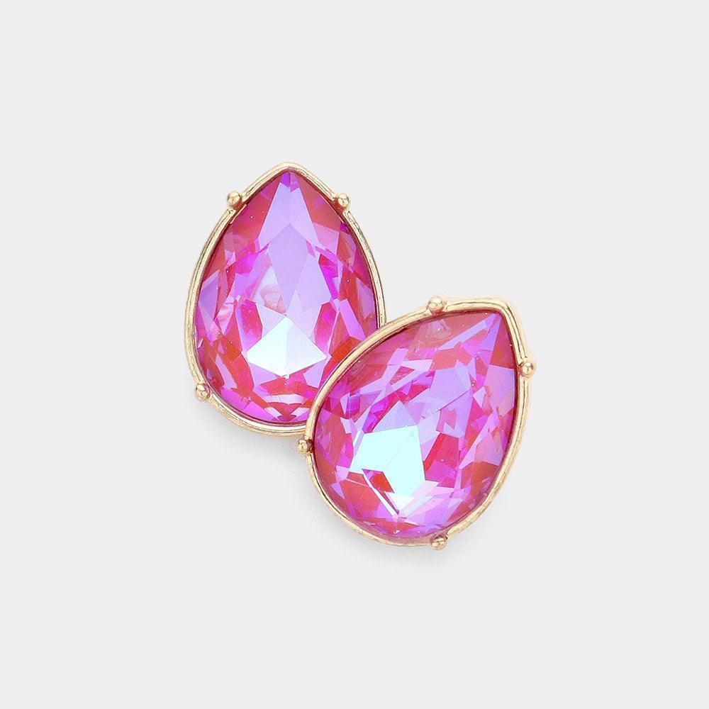 Red Teardrop Stone Stud Earrings - Jewelry Store by Erik Rayo