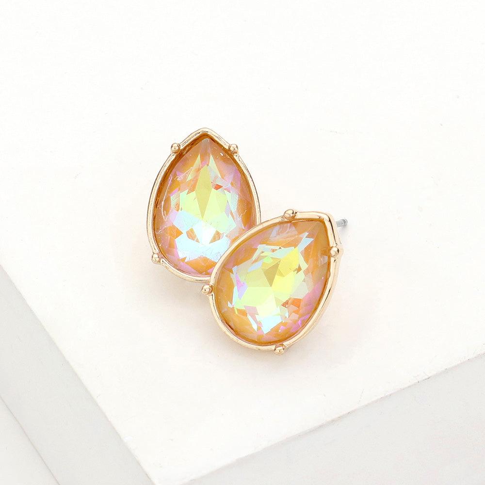 Teardrop Stone Stud Earrings