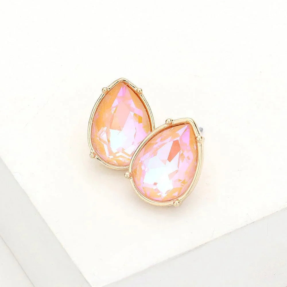 Teardrop Stone Stud Earrings - Jewelry Store by Erik Rayo