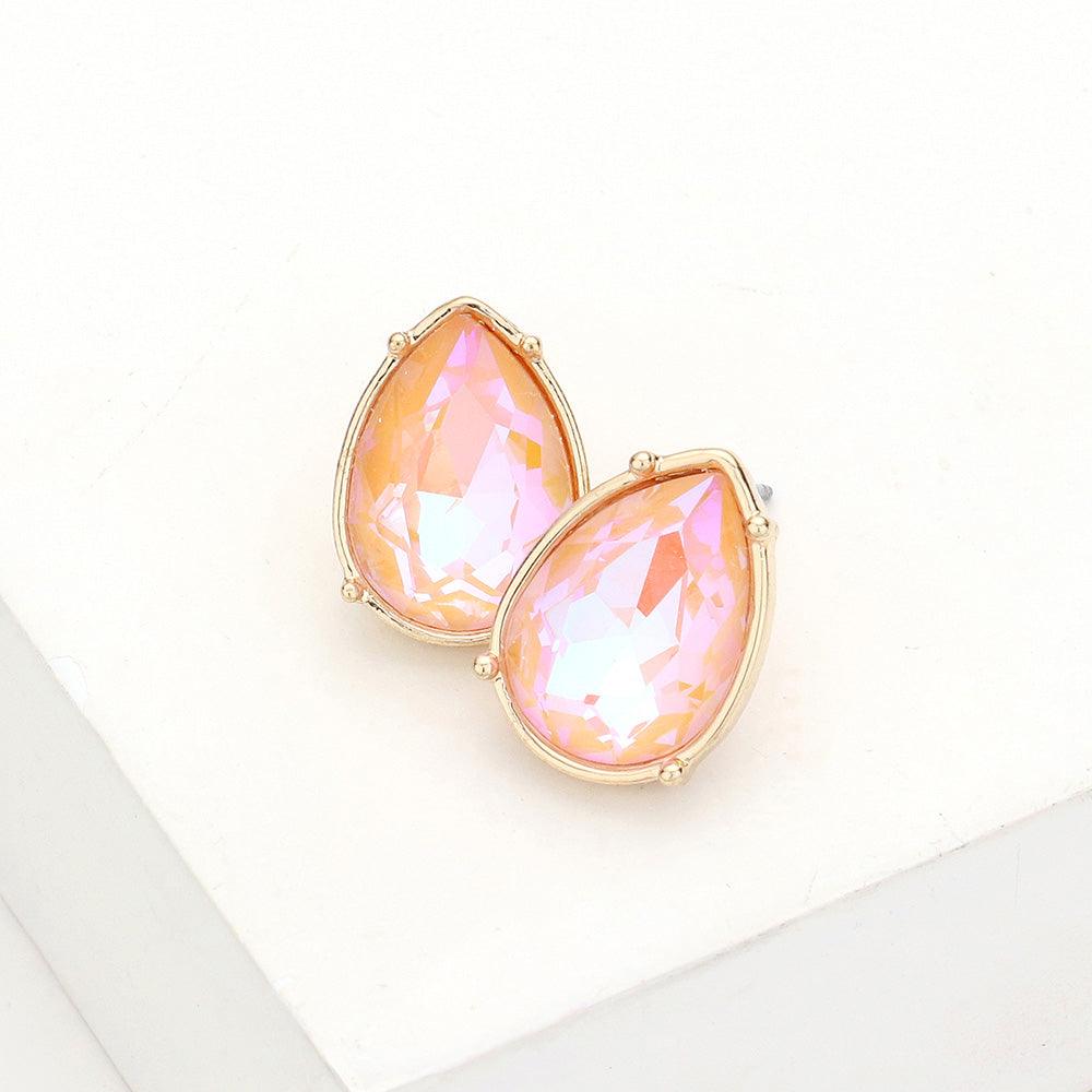 Teardrop Stone Stud Earrings