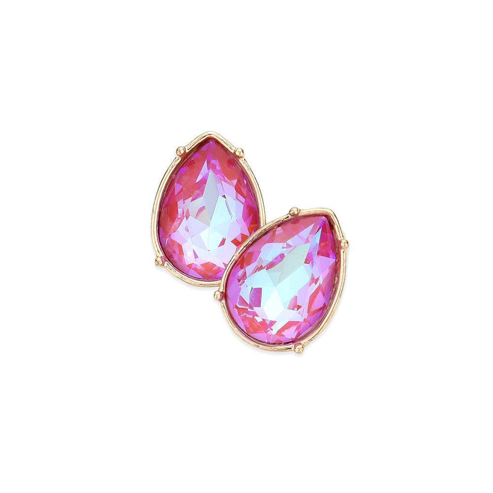 Red Teardrop Stone Stud Earrings - Jewelry Store by Erik Rayo