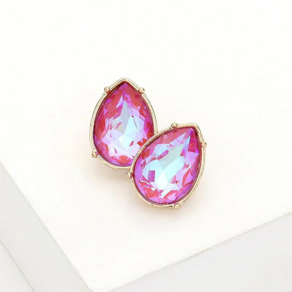 Red Teardrop Stone Stud Earrings - Jewelry Store by Erik Rayo