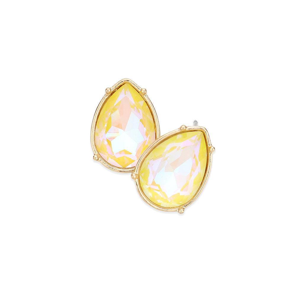 Yellow Teardrop Stone Stud Earrings - Jewelry Store by Erik Rayo