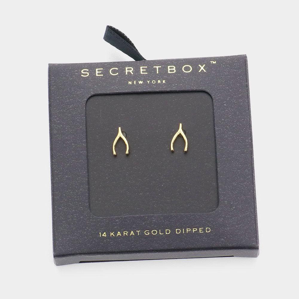 14K Gold Dipped Wishbone Stud Earrings - Jewelry Store by Erik Rayo