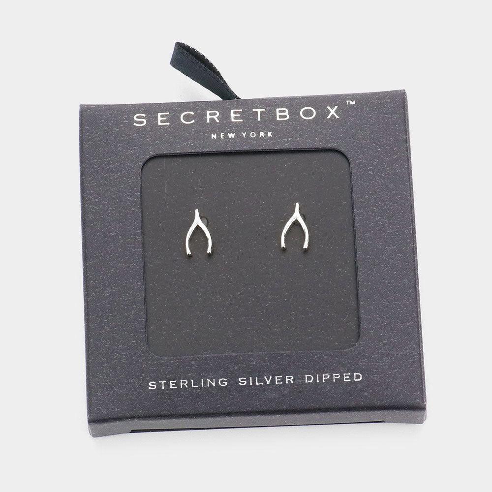 Silver Sterling Silver Dipped Wishbone Stud Earrings - Jewelry Store by Erik Rayo