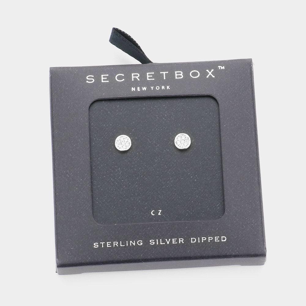 White Sterling Silver Dipped CZ Stud Earrings - Jewelry Store by Erik Rayo