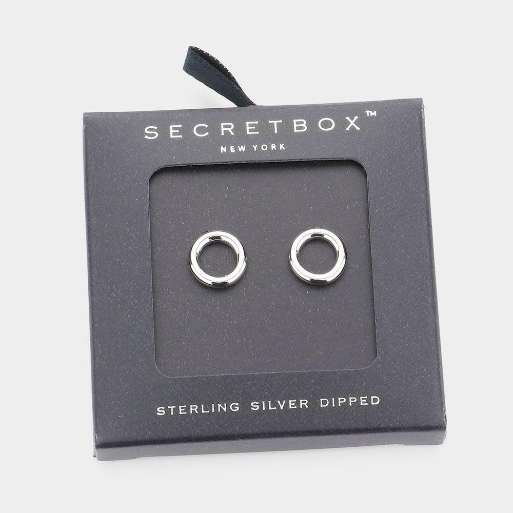 White Sterling Silver Dipped Hoop Stud Earrings - Jewelry Store by Erik Rayo