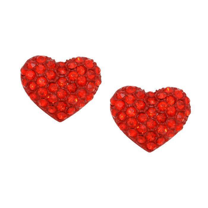 Crystal pave heart stud earrings - Jewelry Store by Erik Rayo