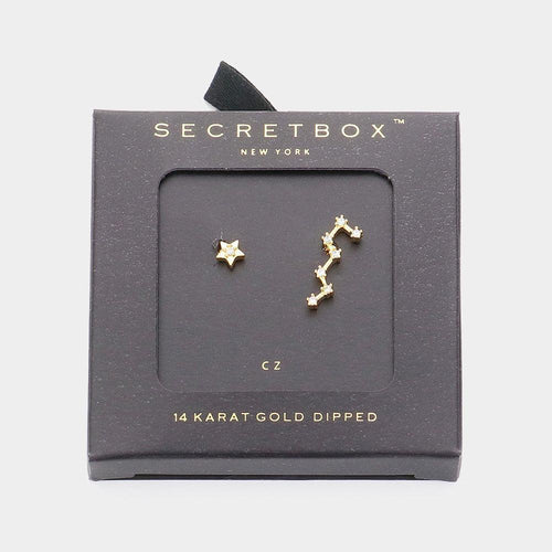 14K Gold Dipped CZ Stone Paved Unbalance Star Earrings - Jewelry Store by Erik Rayo